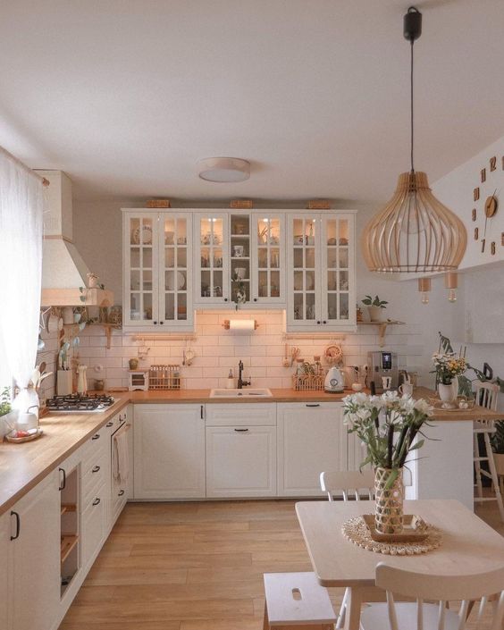 Tủ Bếp Gỗ Sồi Sơn Trắng