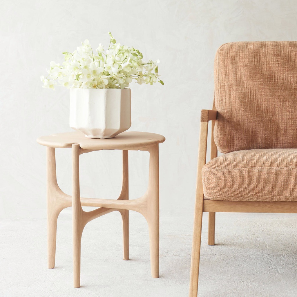 Bàn Góc Sofa Gỗ Sồi Cao 50 Đường Kính 47 (cm)