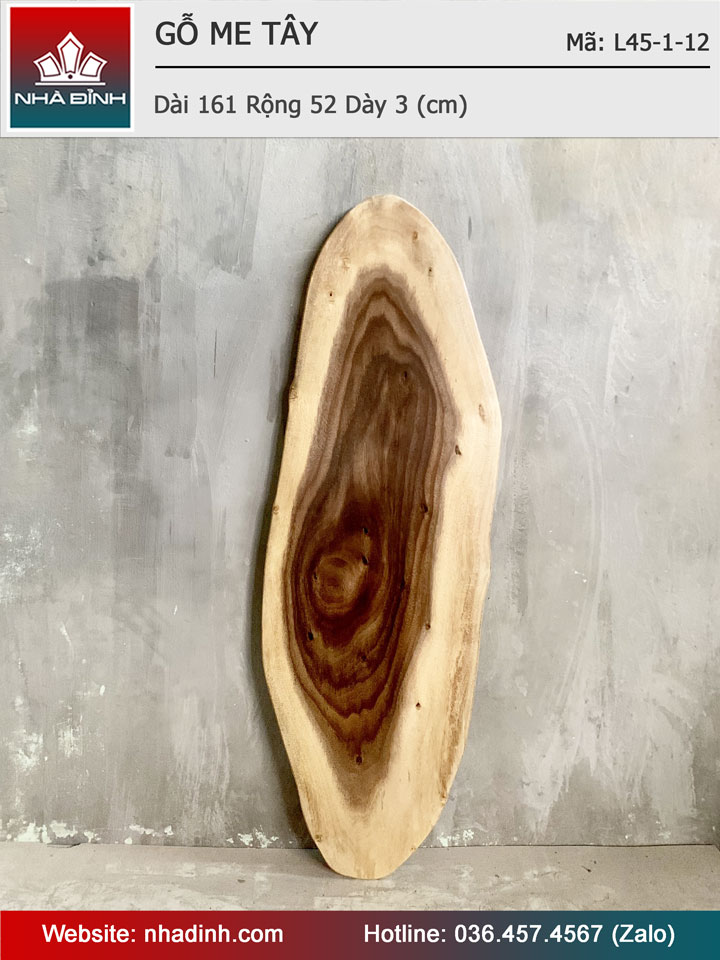 Mặt Bàn Gỗ Me Tây Nguyên Khối Dài 161 Rộng 52 Dày 3 (cm)