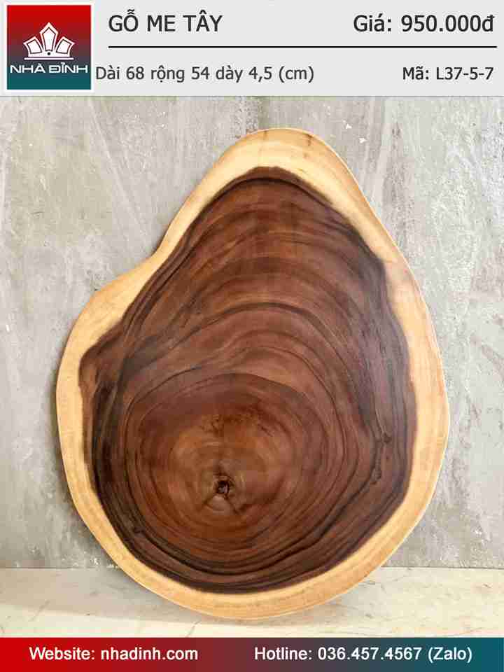Mặt Bàn Cafe Gỗ Me Tây Nguyên Khối Dài 68 Rộng 54 Dày 4,5 (cm)