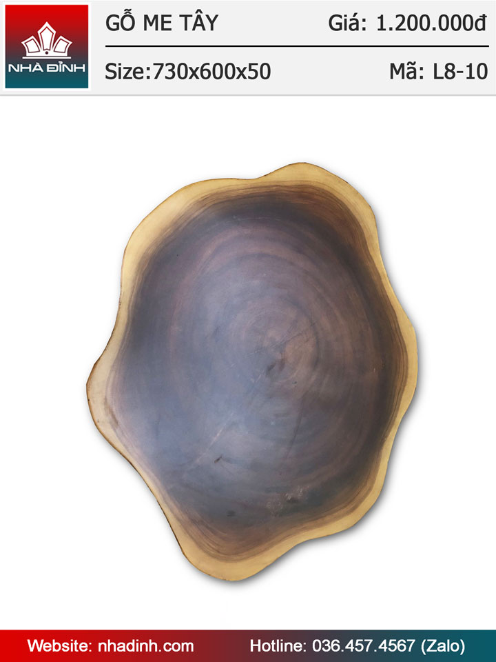 Mặt bàn gỗ Me Tây nguyên khối đường kính 73x60 dày 5 (cm)
