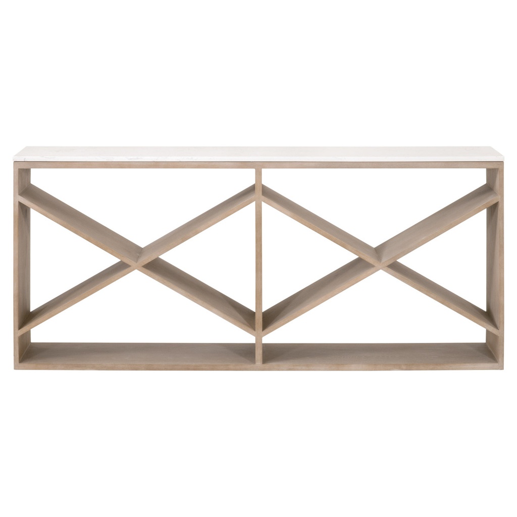 Kệ Console Gỗ Cao Su Phủ Veneer Sồi Mặt Đá Dài 180 Rộng 35 Cao 80 (cm)