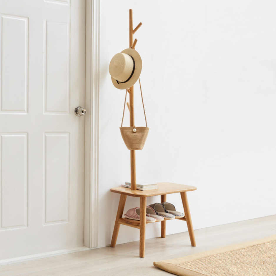 Kệ Treo Quần Áo Gỗ Sồi Cao 171 Ngang 60 Rộng 35 (cm)