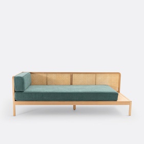 [OAKSF16] Ghế Sofa Giường Gỗ Sồi Kết Hợp Mây Dài 193 Sâu 75,5 Cao 65,5 (cm)