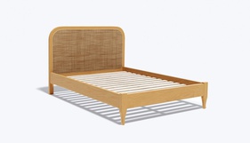 [OAKGI2] Giường Tựa Lưng Mây Gỗ Sồi (Oak) Ngang 160 Sâu 215 Cao 138 (cm)