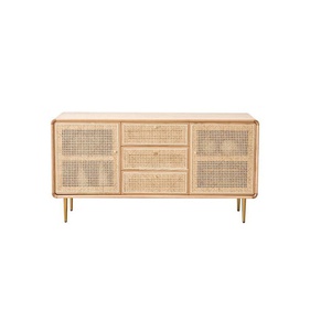 Tủ Trang Trí Gỗ Sồi Kết Hợp Mây Dài 150 Cao 78 Sâu 45 (cm)